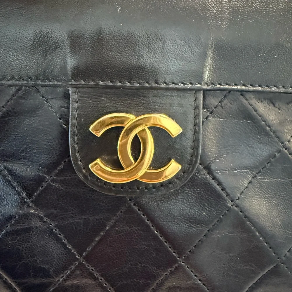 CHANEL Black Vintage Quilted Clutch with Gold 24k Logo - Picture 11 of 16